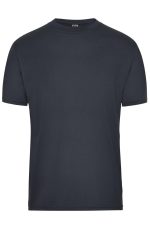 A navy blue men's workwear T-shirt with a simple design and a logo on the chest.