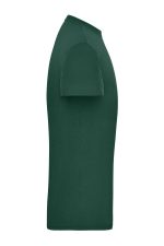 A green men's workwear t-shirt displayed from the side, featuring a simple design and a logo.