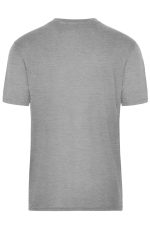 A grey men's workwear T-shirt with a standard crew neck and short sleeves, featuring a branding logo.