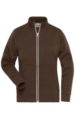 A brown ladies' doubleface jacket with a zip front and pockets, featuring a logo on the chest area.