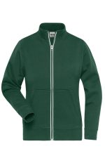 A dark green ladies' doubleface jacket with a full zip, high collar, and front pockets. It features a logo.