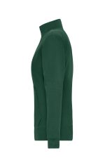 A green ladies' doubleface jacket featuring a collar and side zip pockets, with a logo on the design.