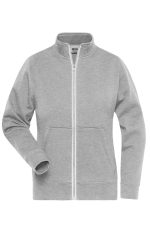 A grey ladies doubleface jacket with a zip front and pockets. It features a collar and long sleeves.