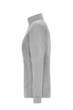 A grey ladies doubleface jacket in a fitted design, featuring a high collar and side pockets. It has a logo.