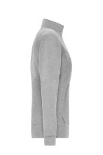 A grey ladies doubleface jacket featuring a zip-up design and side pockets. It has a simple, modern look and includes a logo.
