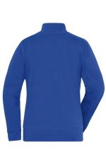 A blue Ladies Doubleface Jacket featuring a high collar and ribbed cuffs, with a logo on the back.