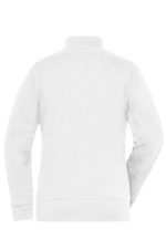 A white Ladies Doubleface Jacket featuring a high collar and long sleeves, with a logo on the back.