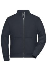 A men's doubleface jacket in dark navy with a full zip and two front pockets. Features a logo on the chest.