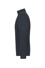 A men's double-face jacket in navy blue with a high collar and long sleeves, featuring a pocket.