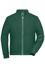 A green men's doubleface jacket with a zip front, a high collar, and front pockets. It features a logo on the chest.