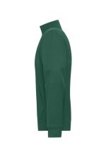 A green men's doubleface jacket featuring a high collar and long sleeves, with a side pocket and a logo.