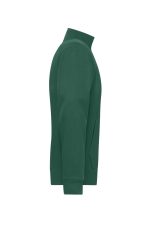 A green men's doubleface jacket with a zip collar and side pockets, featuring a logo on the chest.