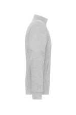 A grey men's doubleface jacket with a high collar and long sleeves, featuring a logo on the side.