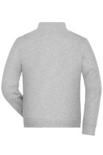 A grey men's doubleface jacket, featuring a high neckline and long sleeves, with a logo on the back.