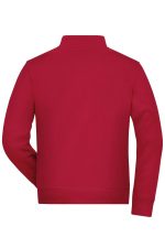 A red men's doubleface jacket with a simple design and a logo on the back. The fabric appears sturdy and warm.