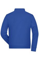 A blue men's doubleface jacket with a simple design and a branded logo on the back.