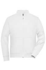 A white men's double-faced jacket with a zip front and a stand-up collar, featuring a pocket at the front.