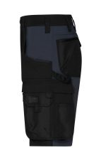 Workwear Stretch-Bermuda shorts in navy and black, featuring multiple pockets and a logo.