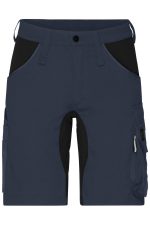 Workwear Stretch-Bermuda shorts in navy with black accents and multiple pockets. Features a logo.