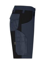 Workwear Stretch-Bermuda shorts in navy, featuring multiple pockets and a contrasting design, with a logo on the side.