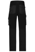 Black work pants featuring cargo pockets and a stylish design. The pants are made for durability and practicality.