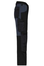 Stretch-pants in black and navy with multiple pockets and a side view showcasing the workwear design.