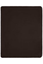 A brown fleece blanket with a textured edge, suitable for home use. It features a simple and soft design.