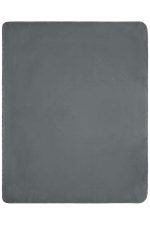 A grey fleece blanket with a textured edge, featuring a simple design and no visible branding.