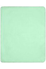 A mint green fleece blanket with a smooth texture, featuring a subtle edge trim and no visible patterns.