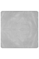 A grey picnic blanket XL featuring a smooth surface, with a logo in one corner.