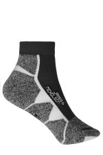 Sport sneaker socks featuring a grey and black design with a patterned texture and a small logo.