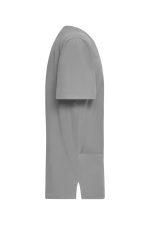 A grey men's stretch casack featuring short sleeves and a side pocket, designed as a uniform tunic.