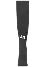 A pair of black sports socks featuring a logo, designed for team use.