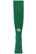 Green sports socks featuring a logo near the ankle. They are designed for team use and athletic activities.