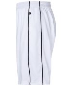 Basic team shorts in white, featuring black side stripes and an elastic waistband. Includes branding on the side.