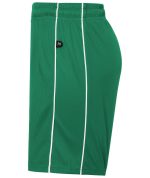 Green sports shorts featuring white side stripes and an attached logo. Designed for junior athletes.