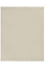A beige fleece blanket with a textured edge, perfect for home and living. It features a branding logo.