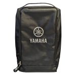 A premium black PU leather shoe bag with a logo, featuring a zip closure and a sturdy design.
