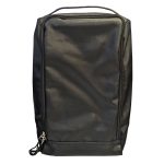 A black premium PU leather shoe bag with a zip closure and branding opportunity available.