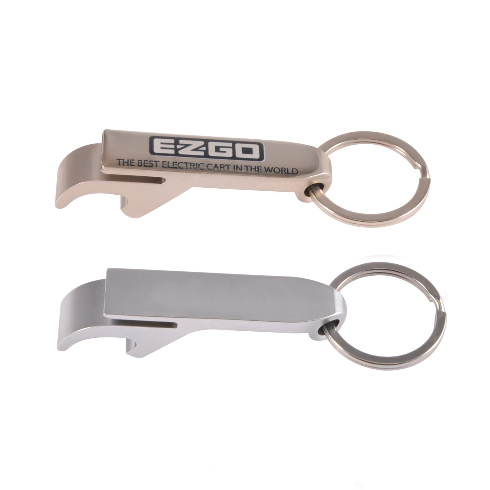 A drink bottle opener and keytag set in silver and metallic grey, featuring a logo on one opener. Skol Bottle Opener / Keytag - Image 1