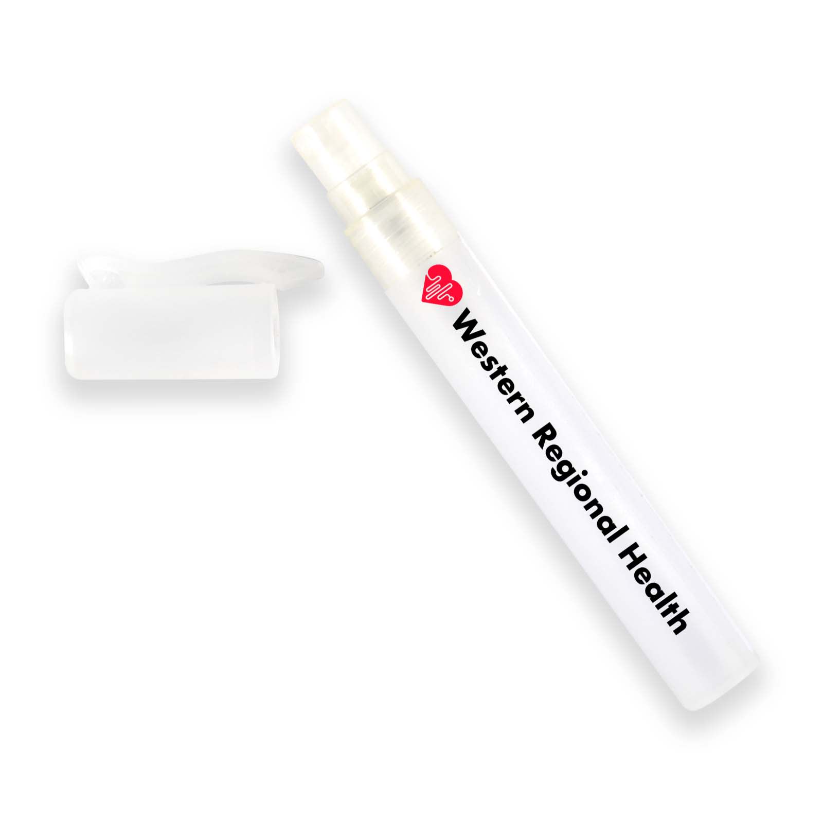 A clear liquid hand sanitiser stick with a white cap and branding on the side. Lancer Liquid Hand Sanitiser Stick - Image 1