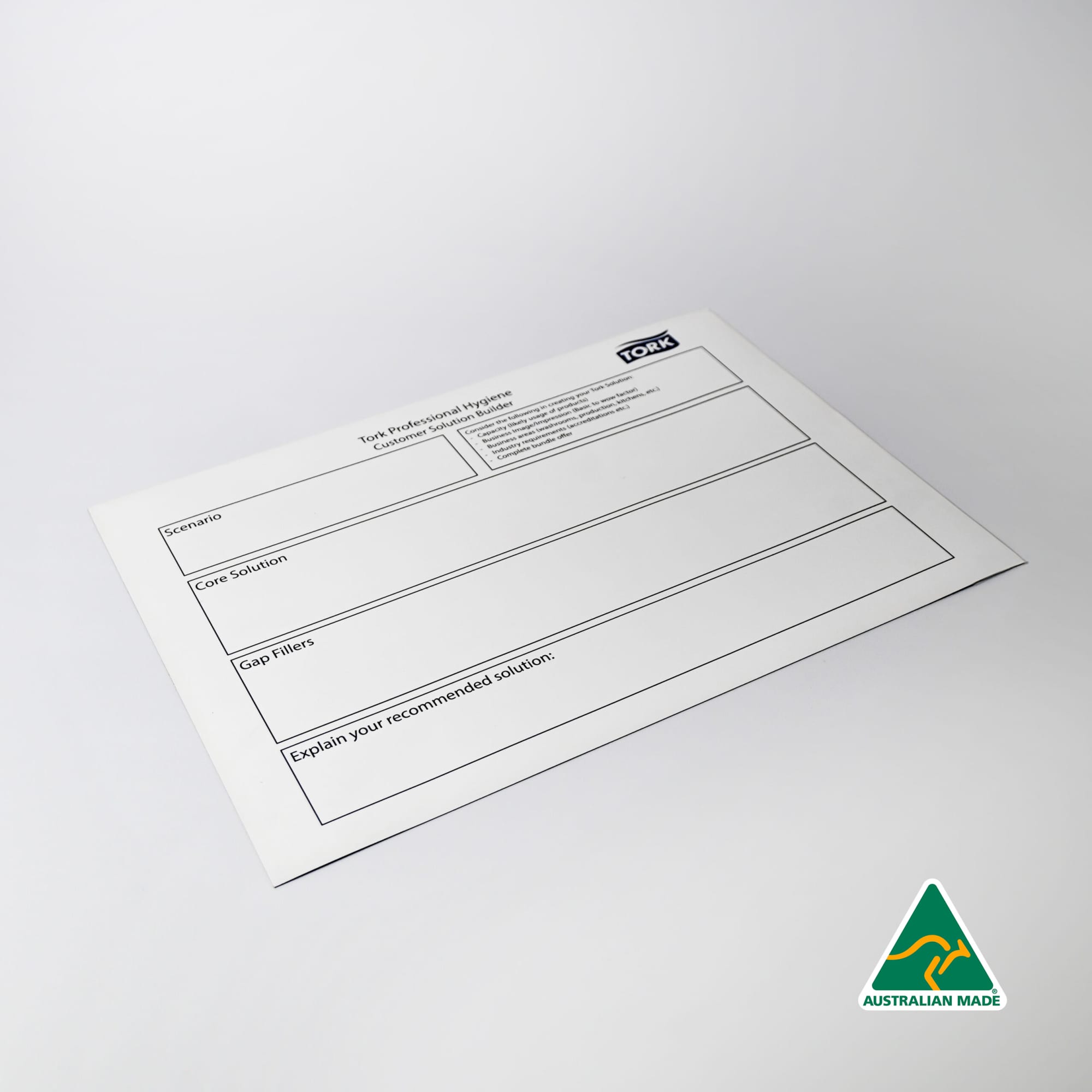 A magnetic whiteboard in white with a logo, featuring sections for notes and recommendations. Magnetic Whiteboard (297mm x 420mm) - Image 1