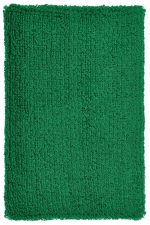 A green, textured wristband with a plush surface, featuring a logo. Suitable for events and exhibitions.