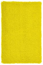 A vibrant yellow wristband with a textured surface, featuring a logo or branding.