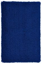 A blue, textured wristband made from a soft, fluffy material, suitable for events and exhibitions, featuring a logo.