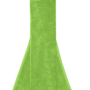A bright green golf towel featuring a hook for easy attachment. Soft fabric designed for drying and cleaning.
