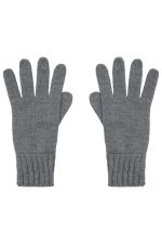 Knitted gloves in a grey colour, featuring ribbed cuffs and a textured finish. The gloves display a classic design.