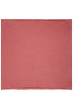 A heathered rust-coloured loop scarf displayed flat, featuring a soft fabric texture. It has a logo in one corner.