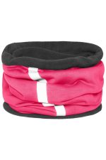 A pink and black Winter X-Tube scarf with a smooth, tubular design, featuring white stripes.