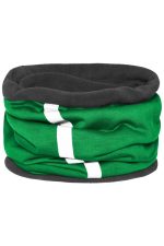 A green and black Winter X-Tube scarf with a smooth texture and a logo.